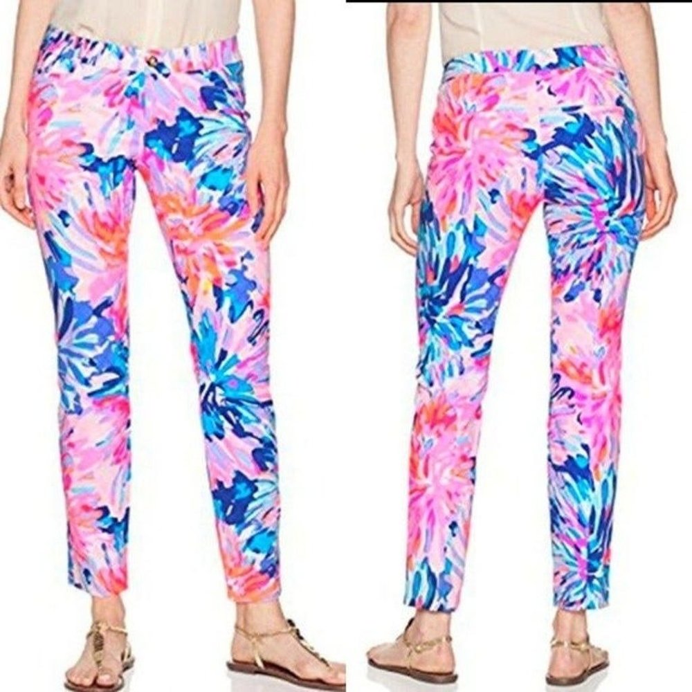 Lilly Pulitzer 29" Kelly Ankle Knit Pant in Off Tropic - EUC